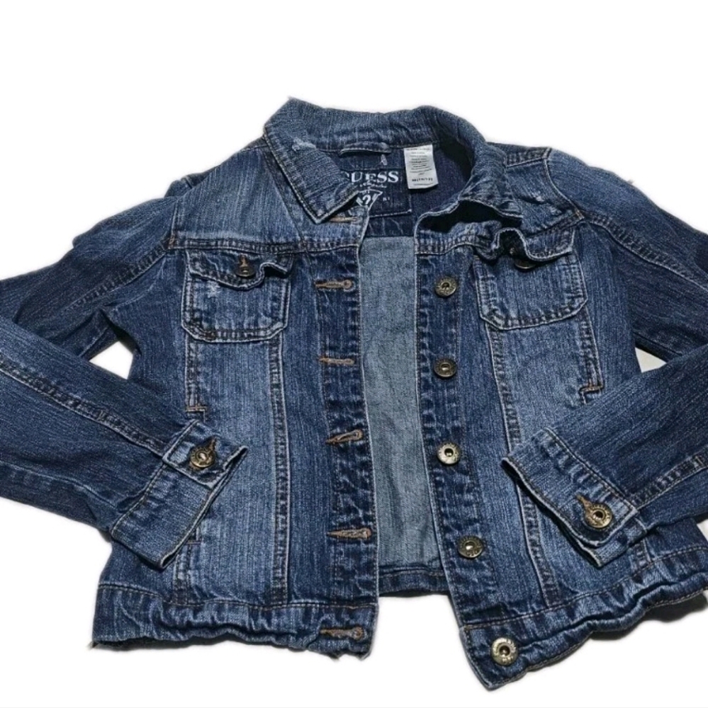 GUESS Classic Blue Denim Jacket Girls Jean Jacket, Size M 10/12